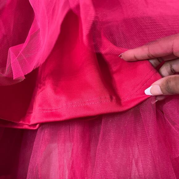 Fashion Nova Skirt Womens XL Lolita High Low Tulle Fuschia Tiered Sheer High Low - Picture 5 of 6